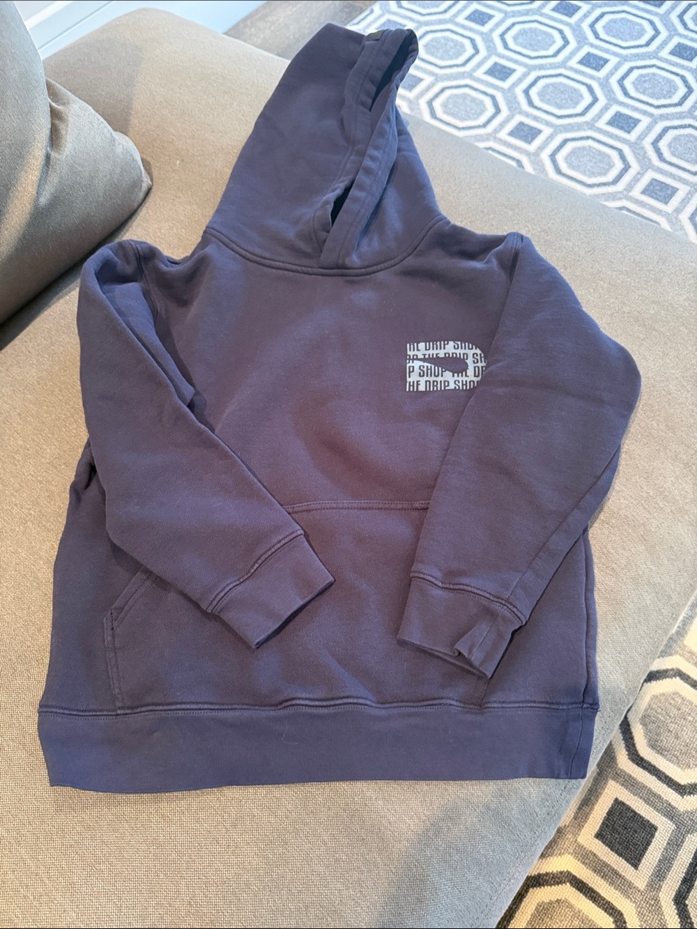 Drip Shop Navy Pullover Hoodie with Subtle Chest Print